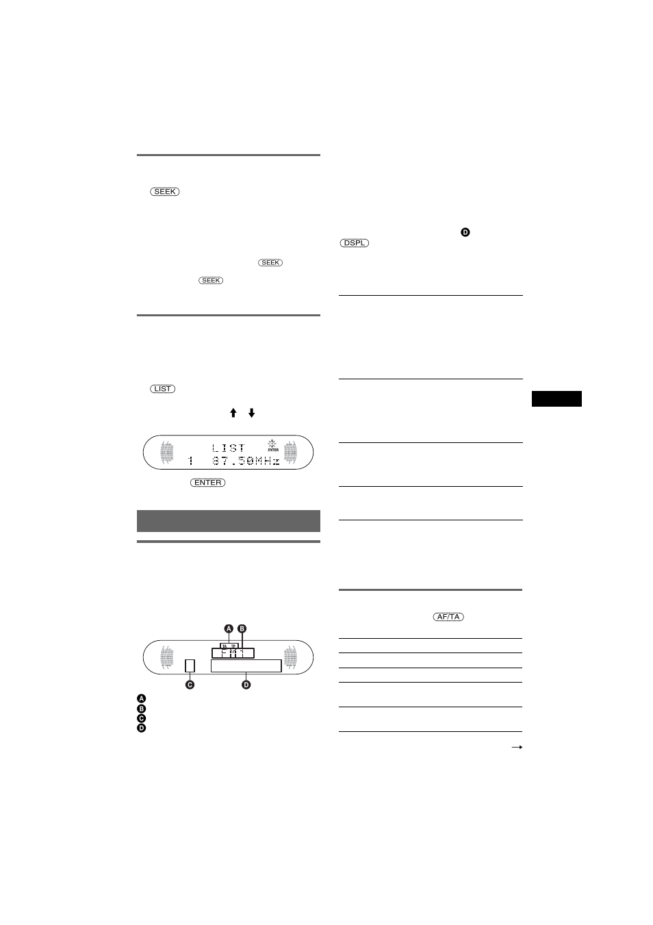 Sintonizzazione automatica, Ricezione di una stazione tramite un elenco - list, Panoramica | Impostazione dei modi af e ta/tp, List, Panoramica impostazione dei modi af e ta/tp | Sony CDX-R6750 User Manual | Page 71 / 104