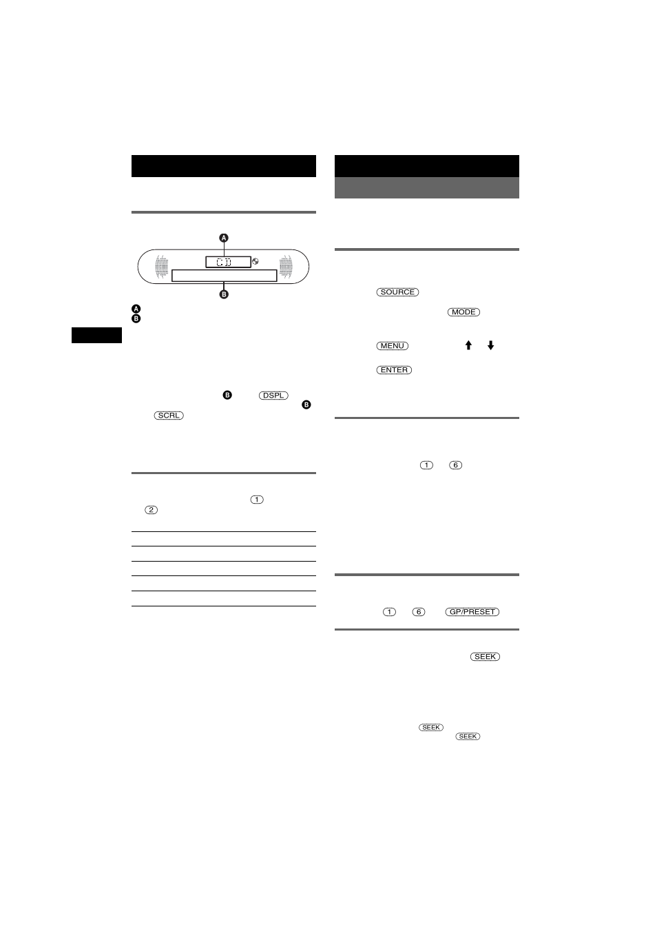 Display items, Repeat and shuffle play, Radio | Storing and receiving stations, Storing automatically - btm, Storing manually, Receiving the stored stations, Tuning automatically, Display items repeat and shuffle play, Ep 8 | Sony CDX-R6750 User Manual | Page 8 / 104