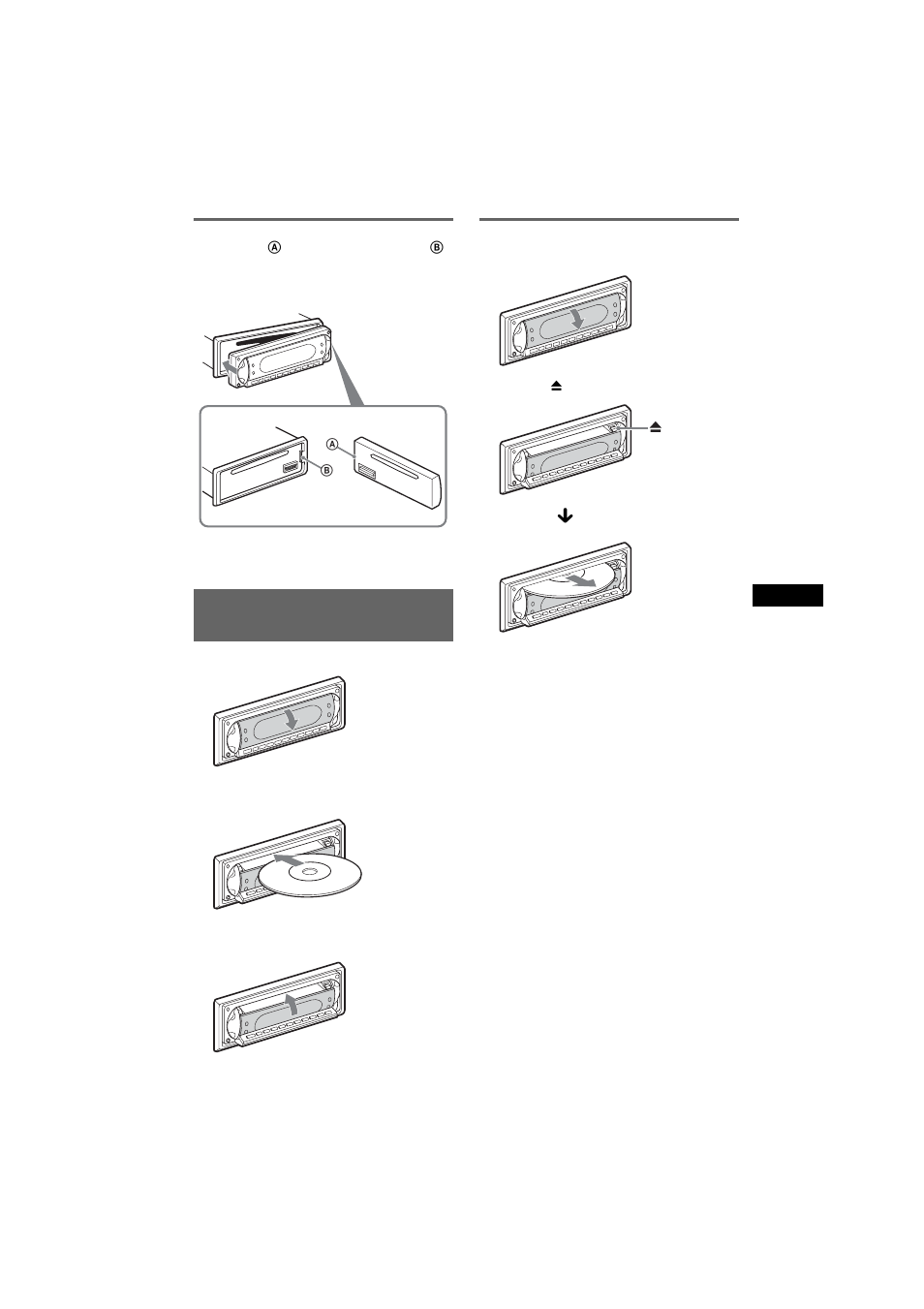 Het voorpaneel bevestigen, De disc in het apparaat plaatsen, De disc uitwerpen | Sony CDX-R6750 User Manual | Page 87 / 104
