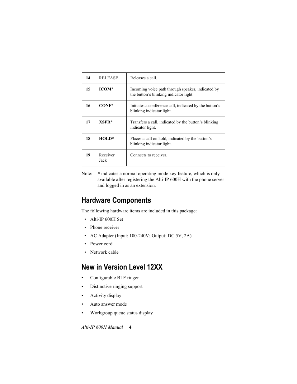 Hardware components new in version level 12xx, Hardware components, New in version level 12xx | AltiGen comm 600H User Manual | Page 14 / 69