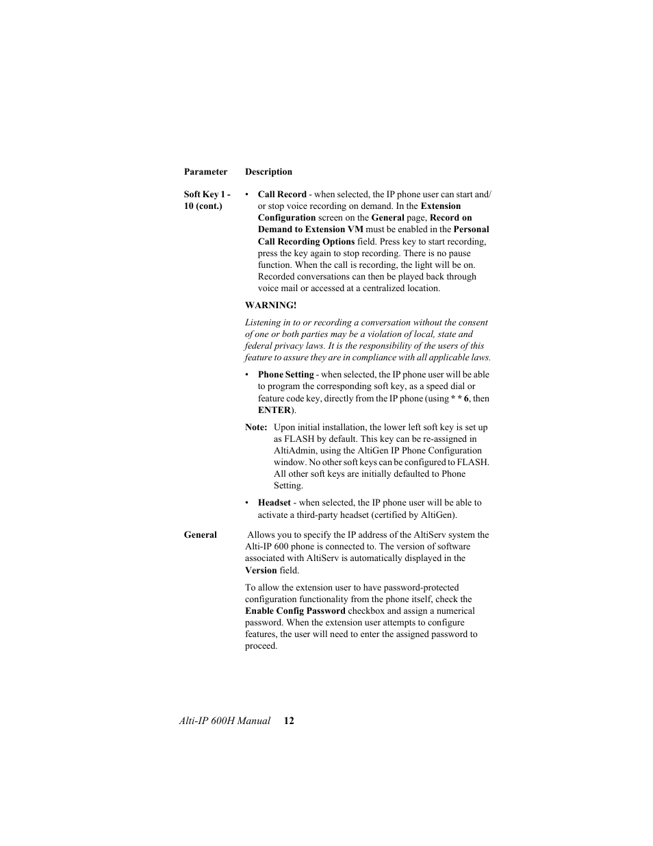 AltiGen comm 600H User Manual | Page 22 / 69