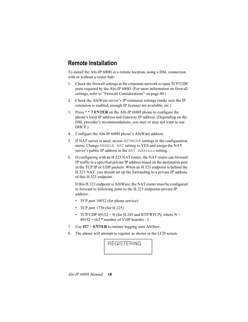 Remote installation | AltiGen comm 600H User Manual | Page 28 / 69