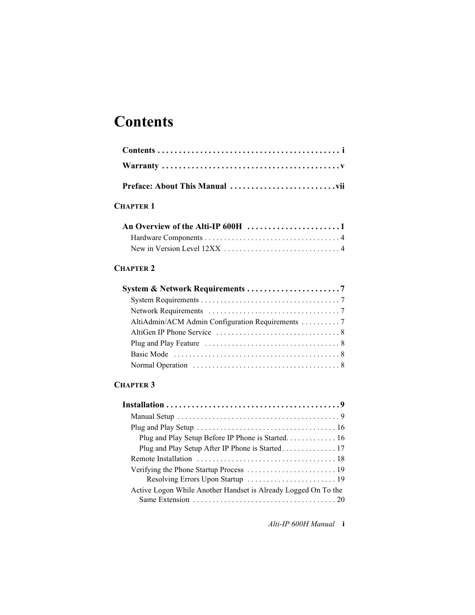 AltiGen comm 600H User Manual | Page 3 / 69