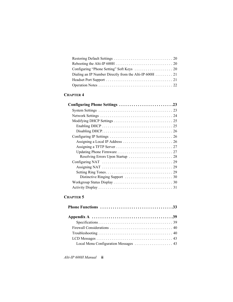 AltiGen comm 600H User Manual | Page 4 / 69