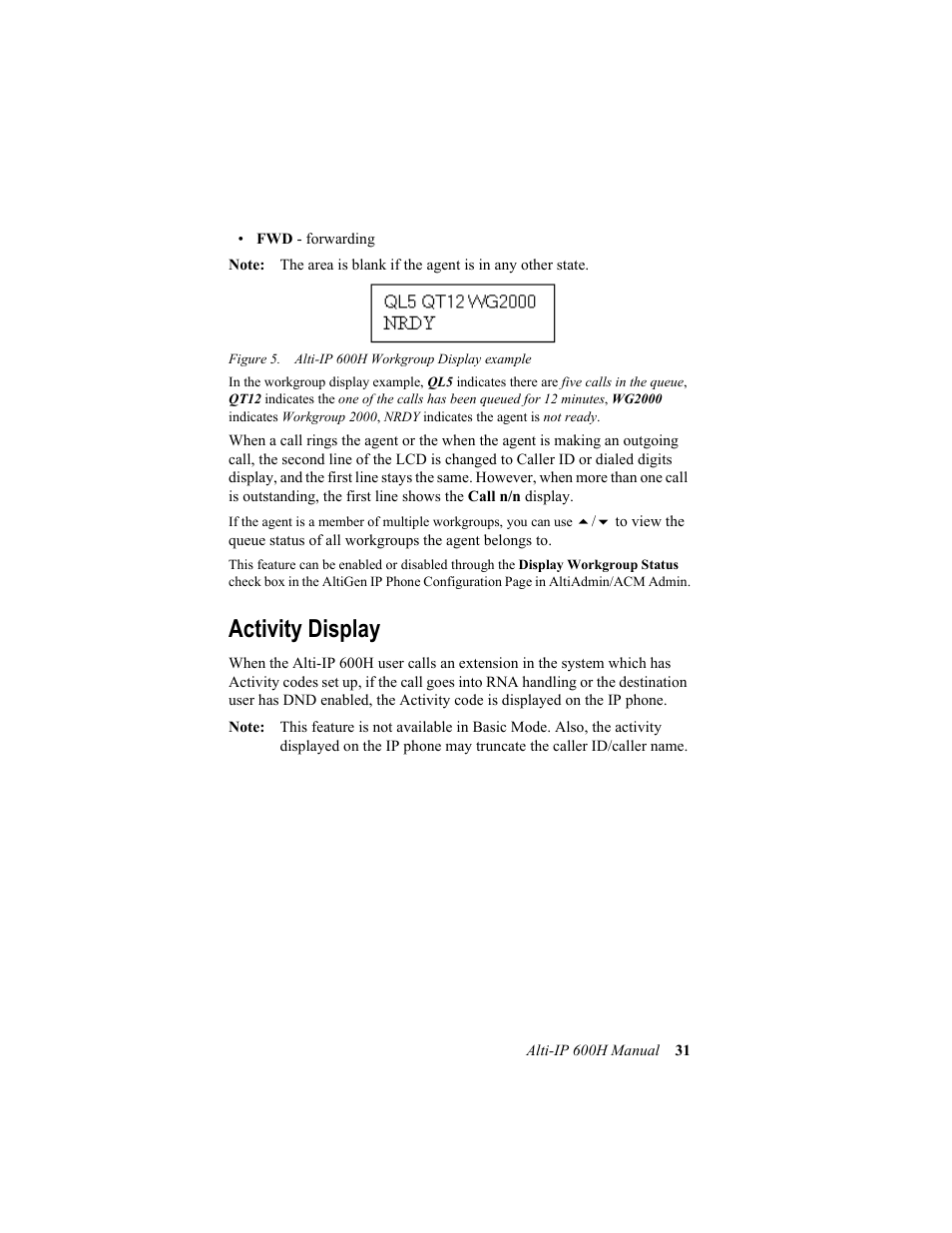 Activity display | AltiGen comm 600H User Manual | Page 41 / 69