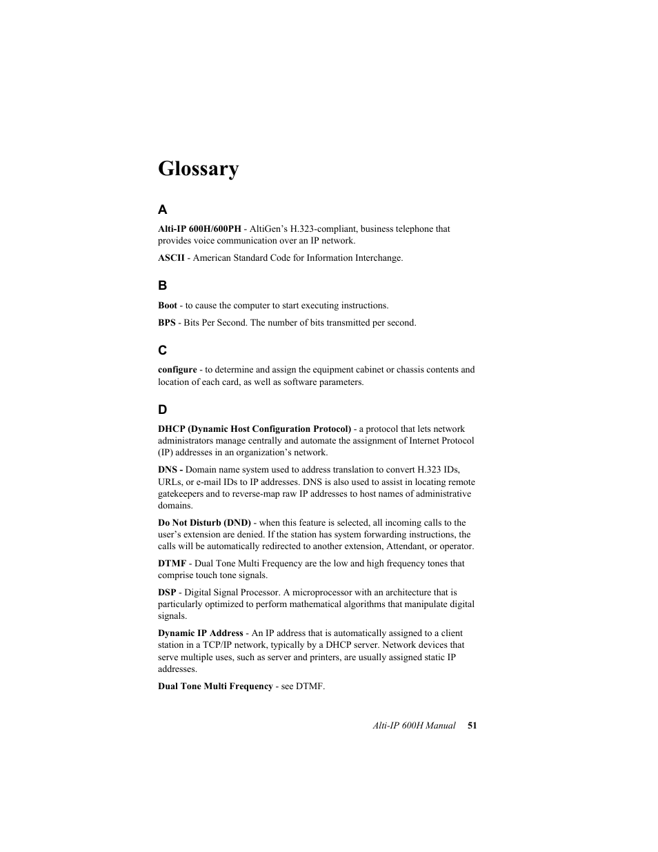 Glossary | AltiGen comm 600H User Manual | Page 61 / 69