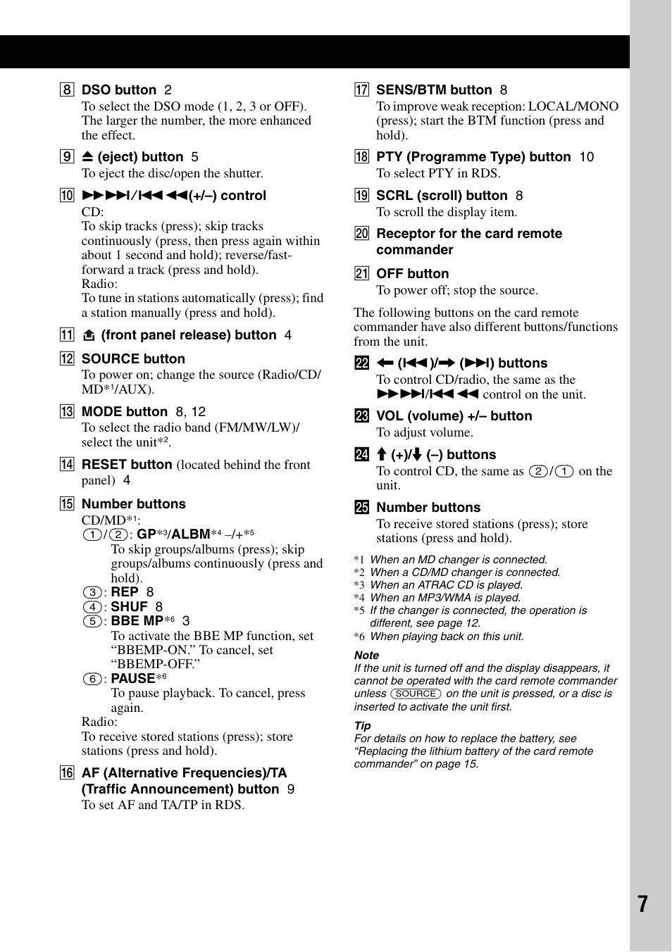 Sony CDX-RA550 User Manual | Page 7 / 100