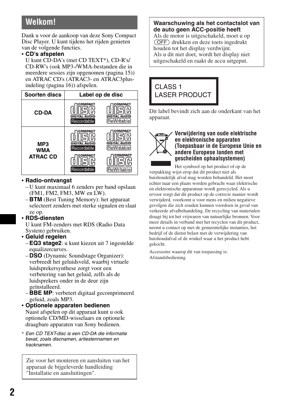 Welkom | Sony CDX-RA550 User Manual | Page 80 / 100