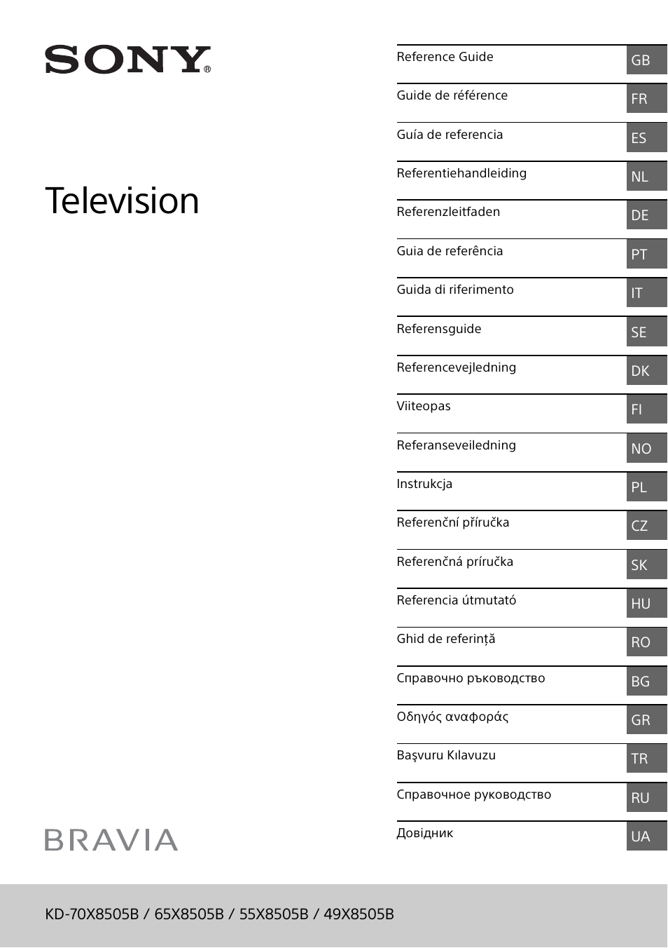 Sony KD-49X8505B User Manual | 328 pages