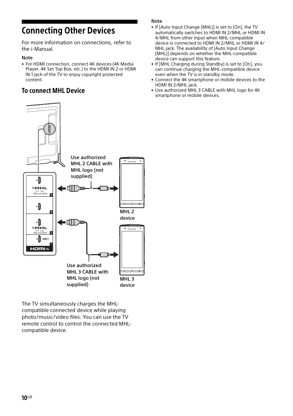 Connecting other devices | Sony KD-49X8505B User Manual | Page 10 / 328
