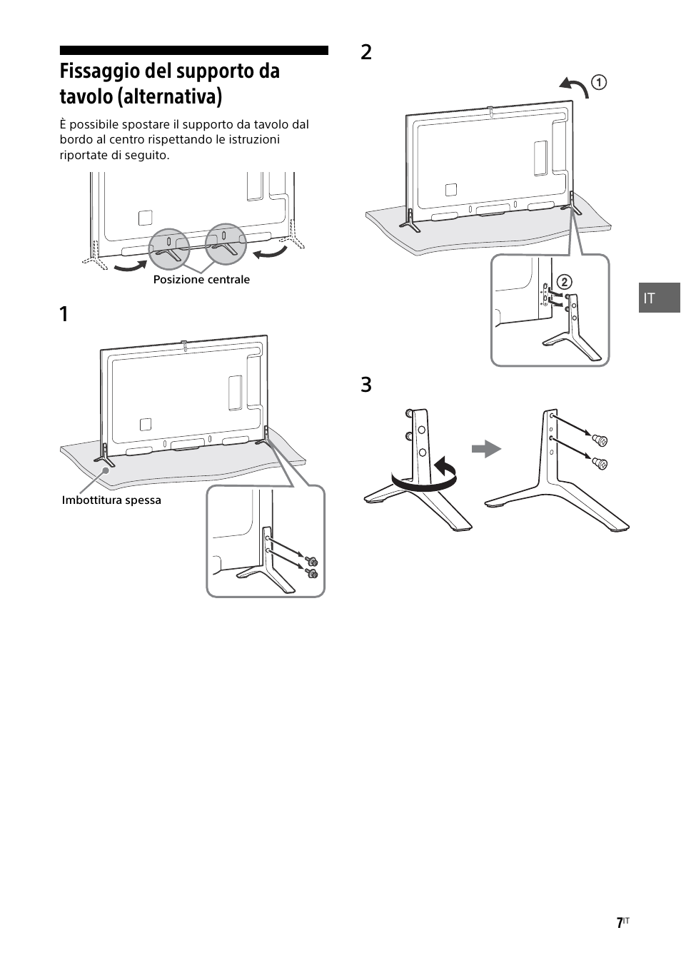 Fissaggio del supporto da tavolo (alternativa) | Sony KD-49X8505B User Manual | Page 103 / 328