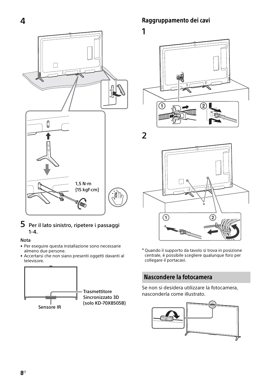 Nascondere la fotocamera | Sony KD-49X8505B User Manual | Page 104 / 328