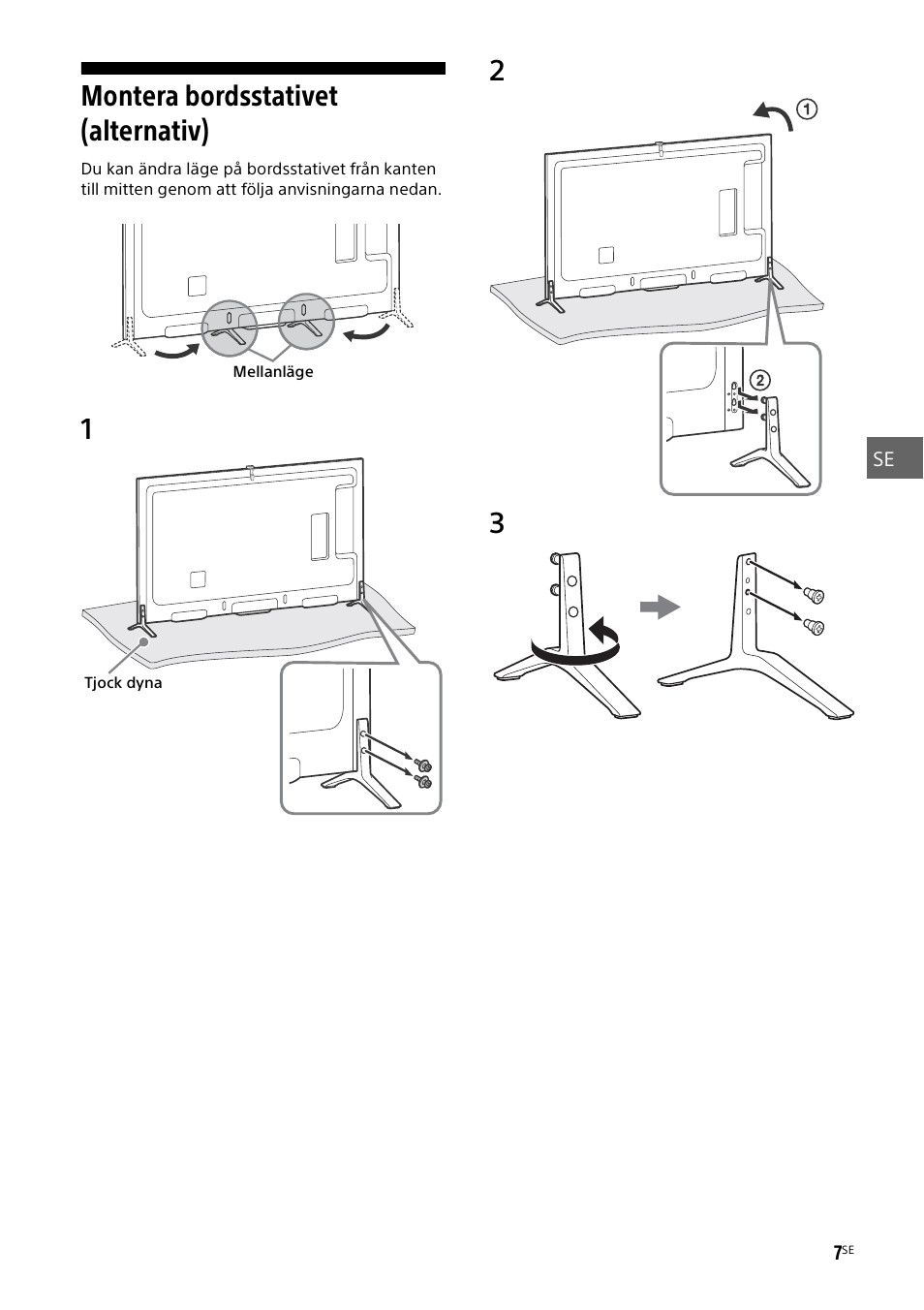 Montera bordsstativet (alternativ) | Sony KD-49X8505B User Manual | Page 119 / 328