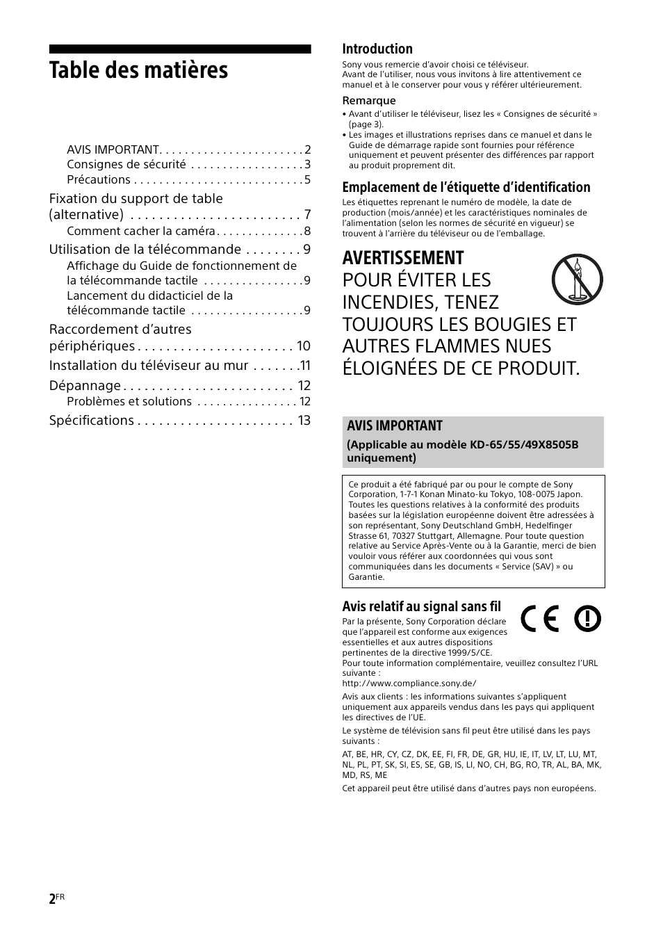 Sony KD-49X8505B User Manual | Page 18 / 328