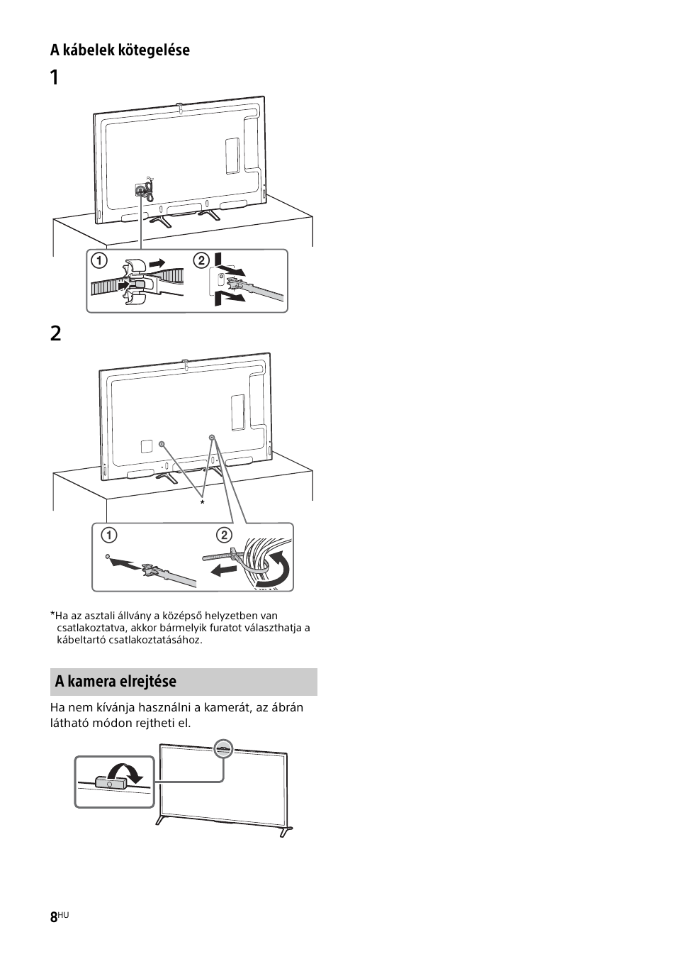 A kamera elrejtése | Sony KD-49X8505B User Manual | Page 224 / 328