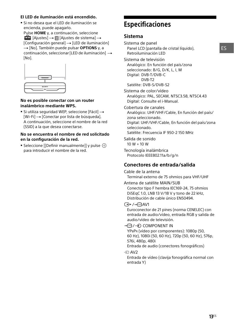 Especificaciones | Sony KD-49X8505B User Manual | Page 45 / 328