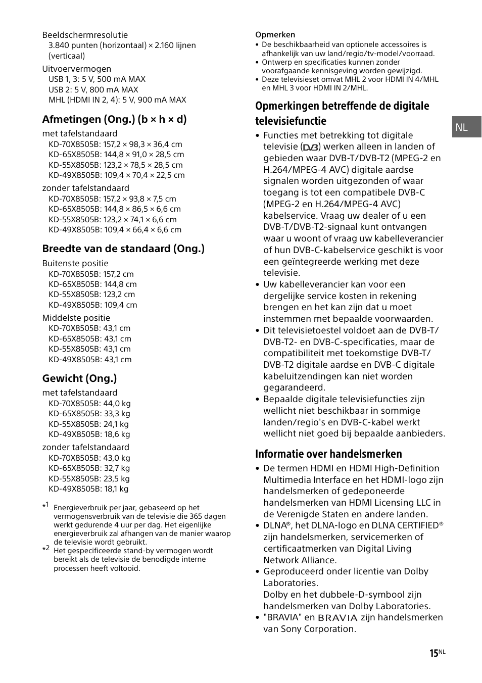 Informatie over handelsmerken | Sony KD-49X8505B User Manual | Page 63 / 328