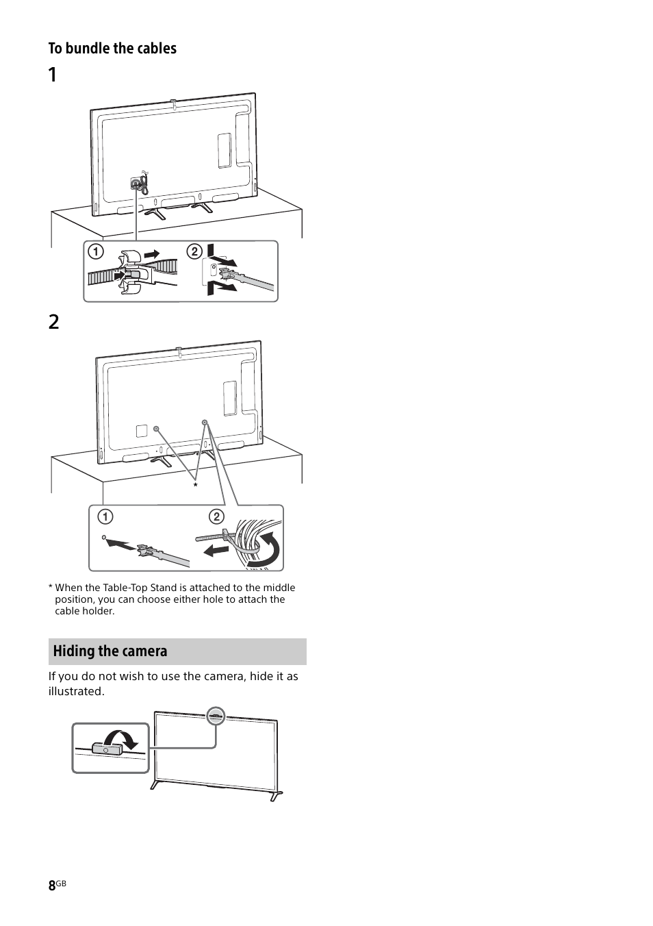 Hiding the camera | Sony KD-49X8505B User Manual | Page 8 / 328