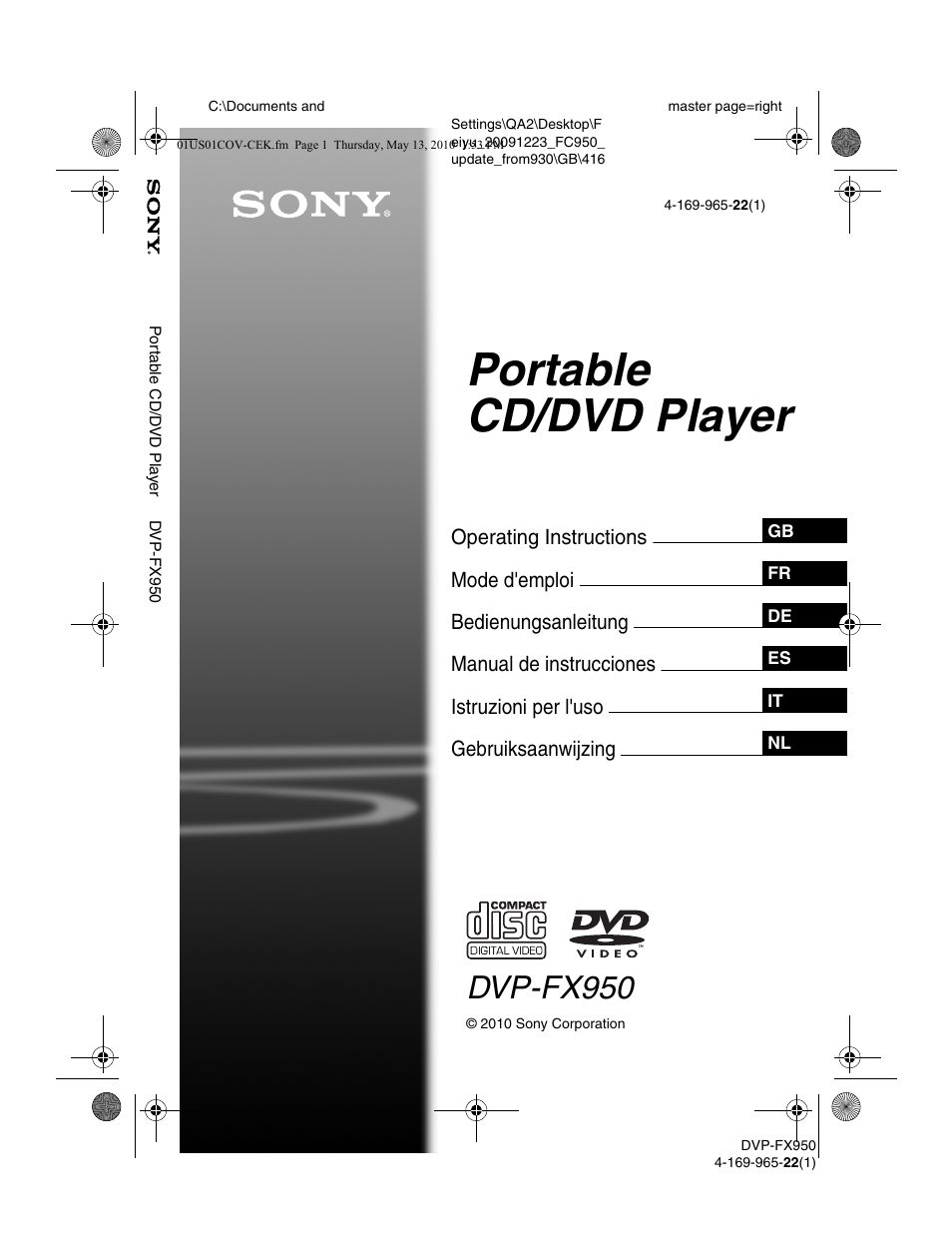 Sony DVP-FX950 User Manual | 216 pages