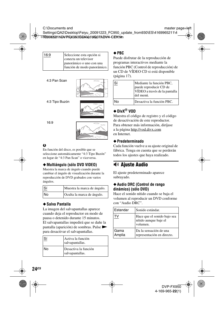 Ajuste audio | Sony DVP-FX950 User Manual | Page 128 / 216