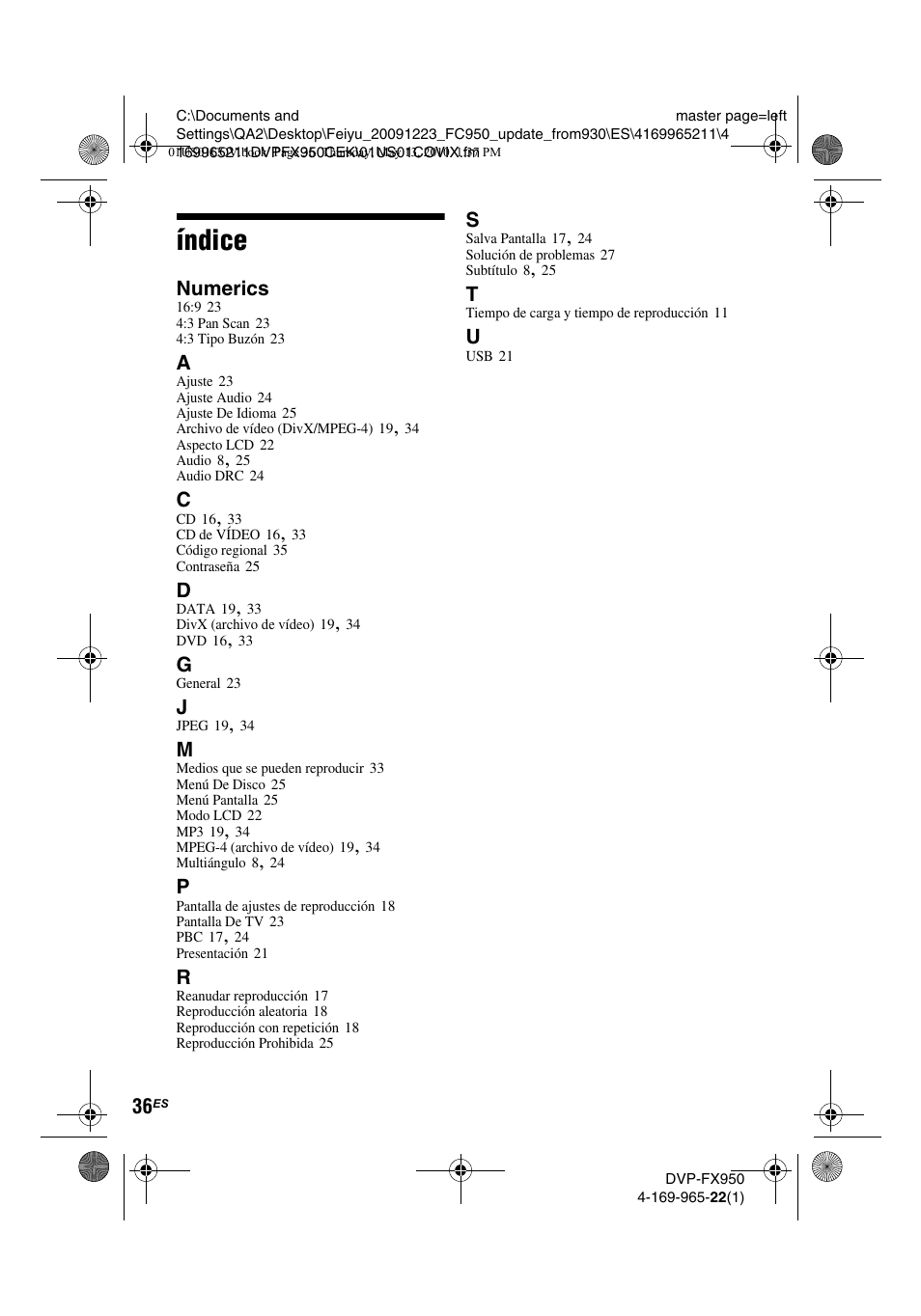 Índice | Sony DVP-FX950 User Manual | Page 140 / 216