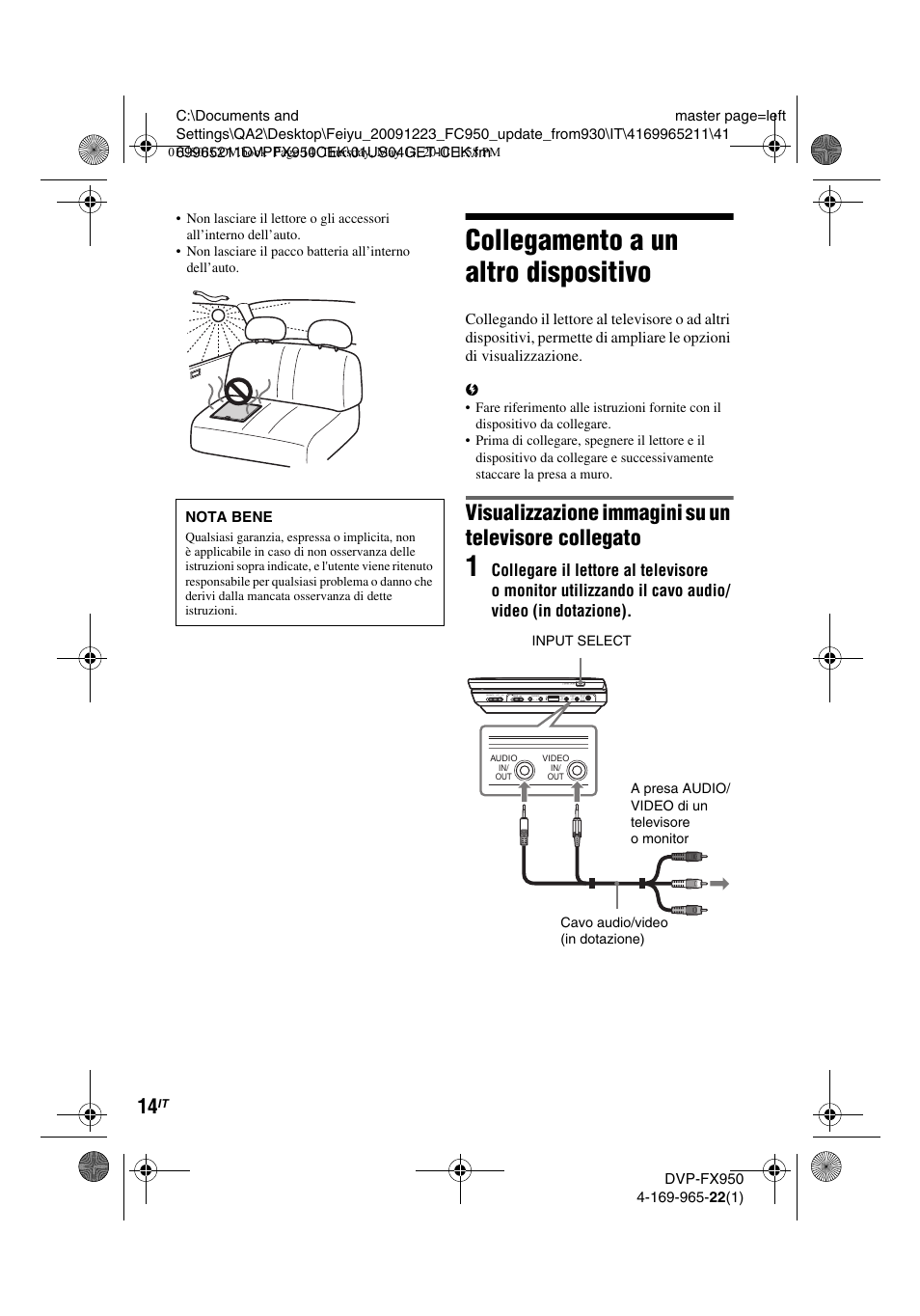 Collegamento a un altro dispositivo | Sony DVP-FX950 User Manual | Page 154 / 216