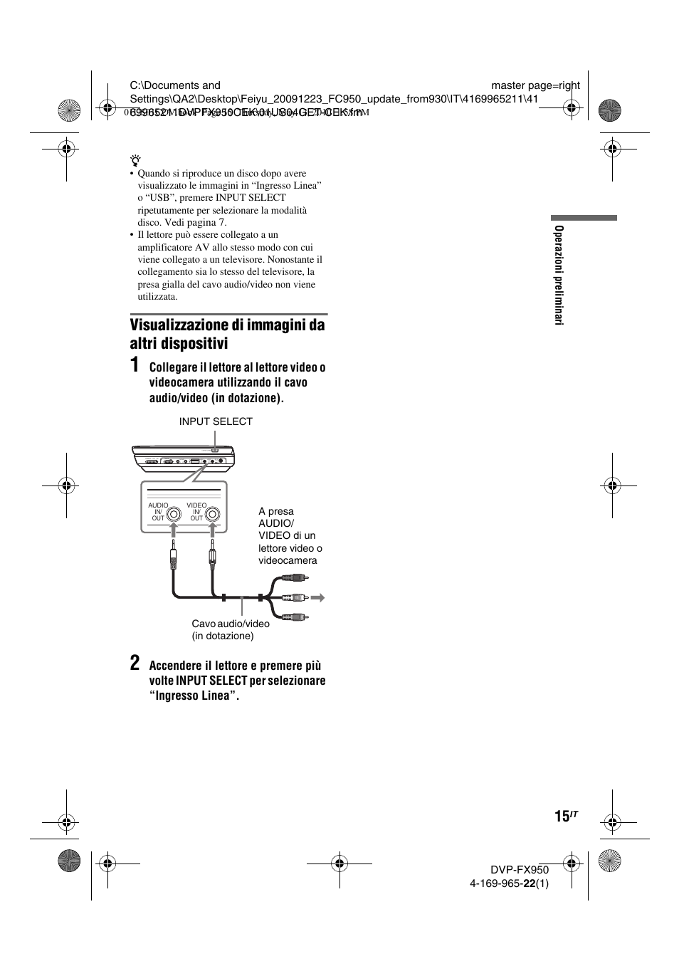 Visualizzazione di immagini da altri dispositivi | Sony DVP-FX950 User Manual | Page 155 / 216