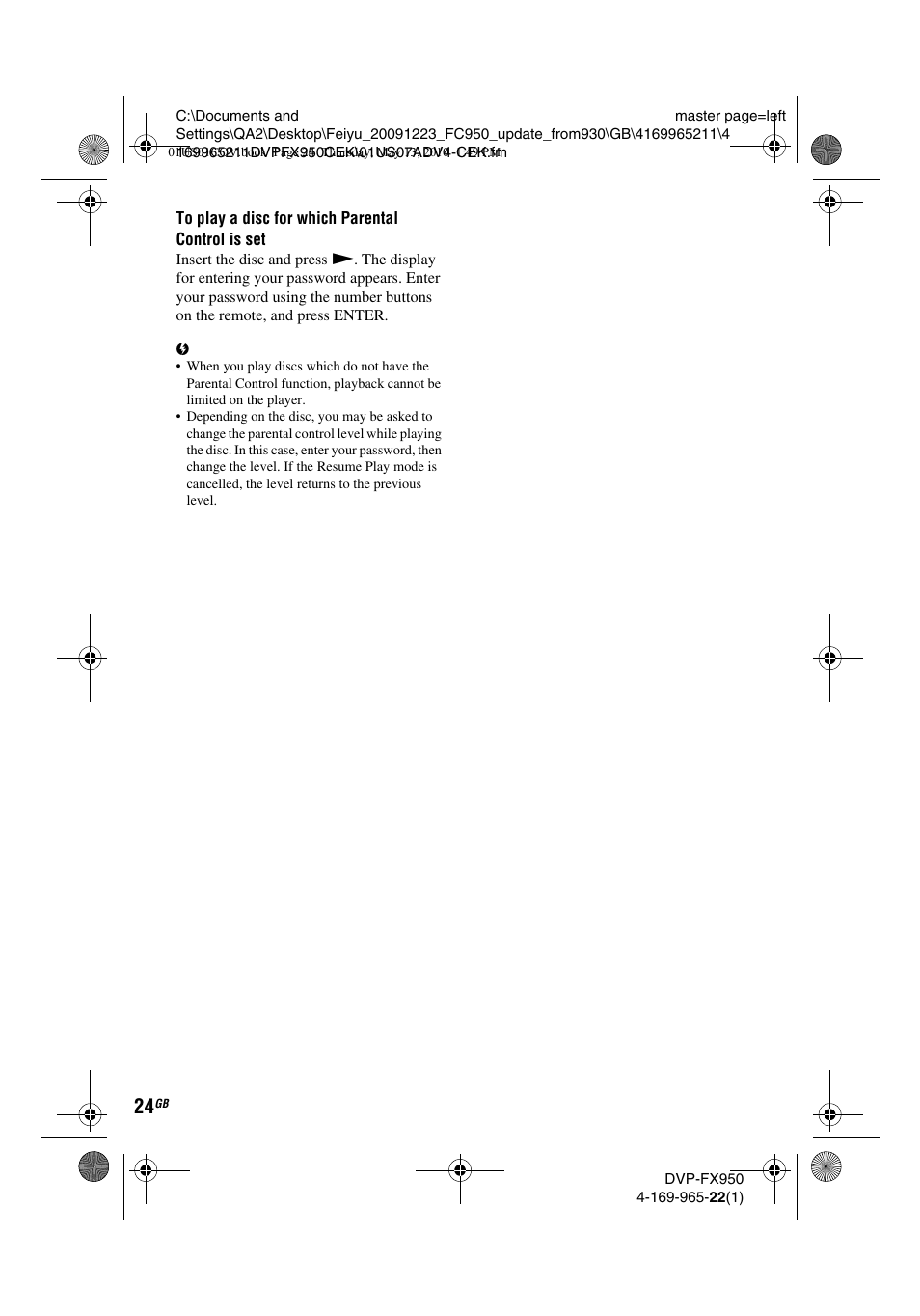 Sony DVP-FX950 User Manual | Page 24 / 216