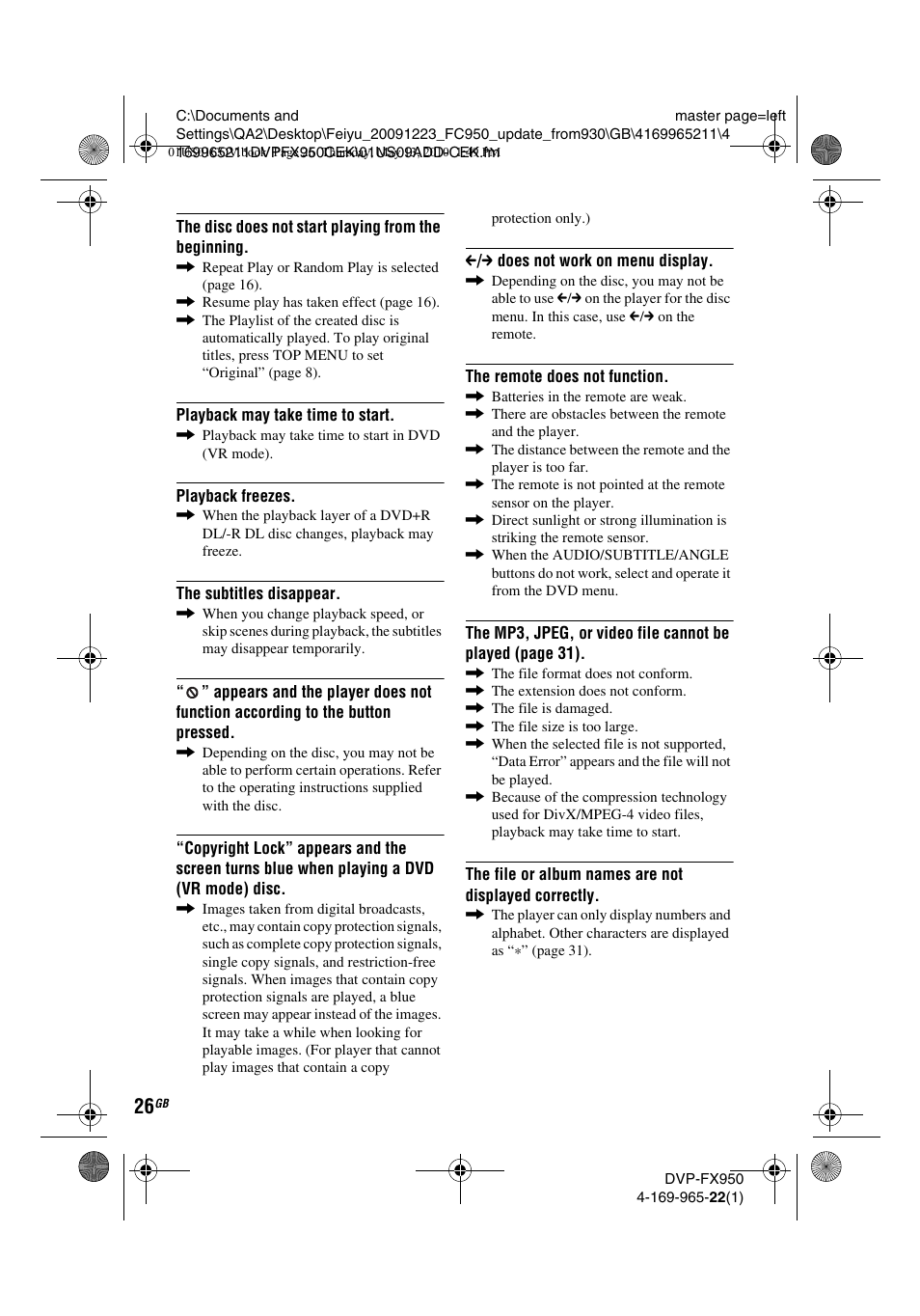 Sony DVP-FX950 User Manual | Page 26 / 216