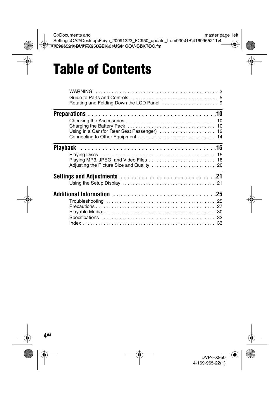 Sony DVP-FX950 User Manual | Page 4 / 216