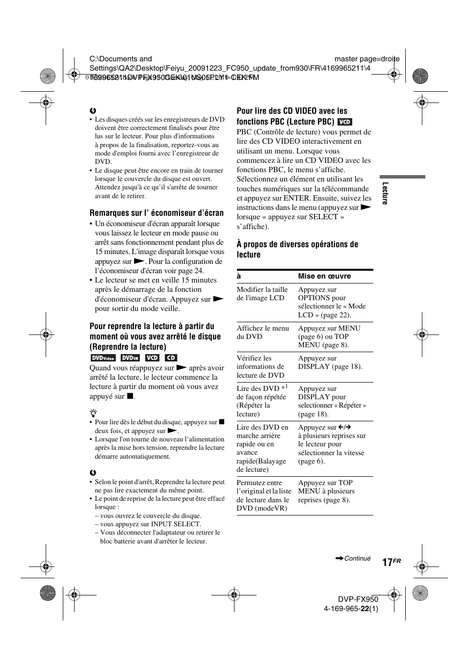 Sony DVP-FX950 User Manual | Page 49 / 216