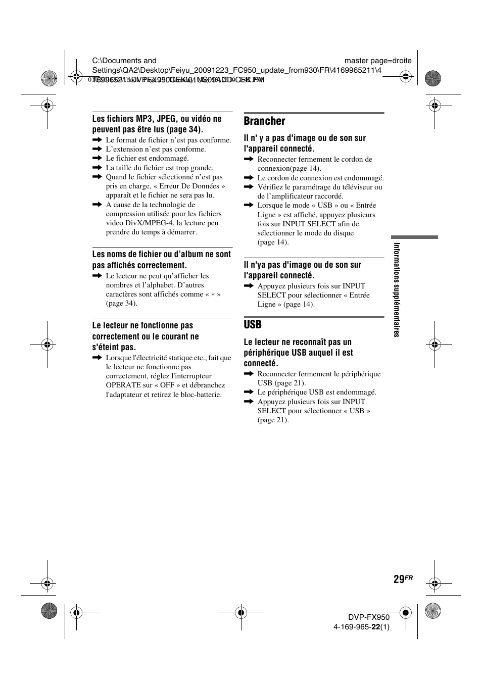 Brancher | Sony DVP-FX950 User Manual | Page 61 / 216