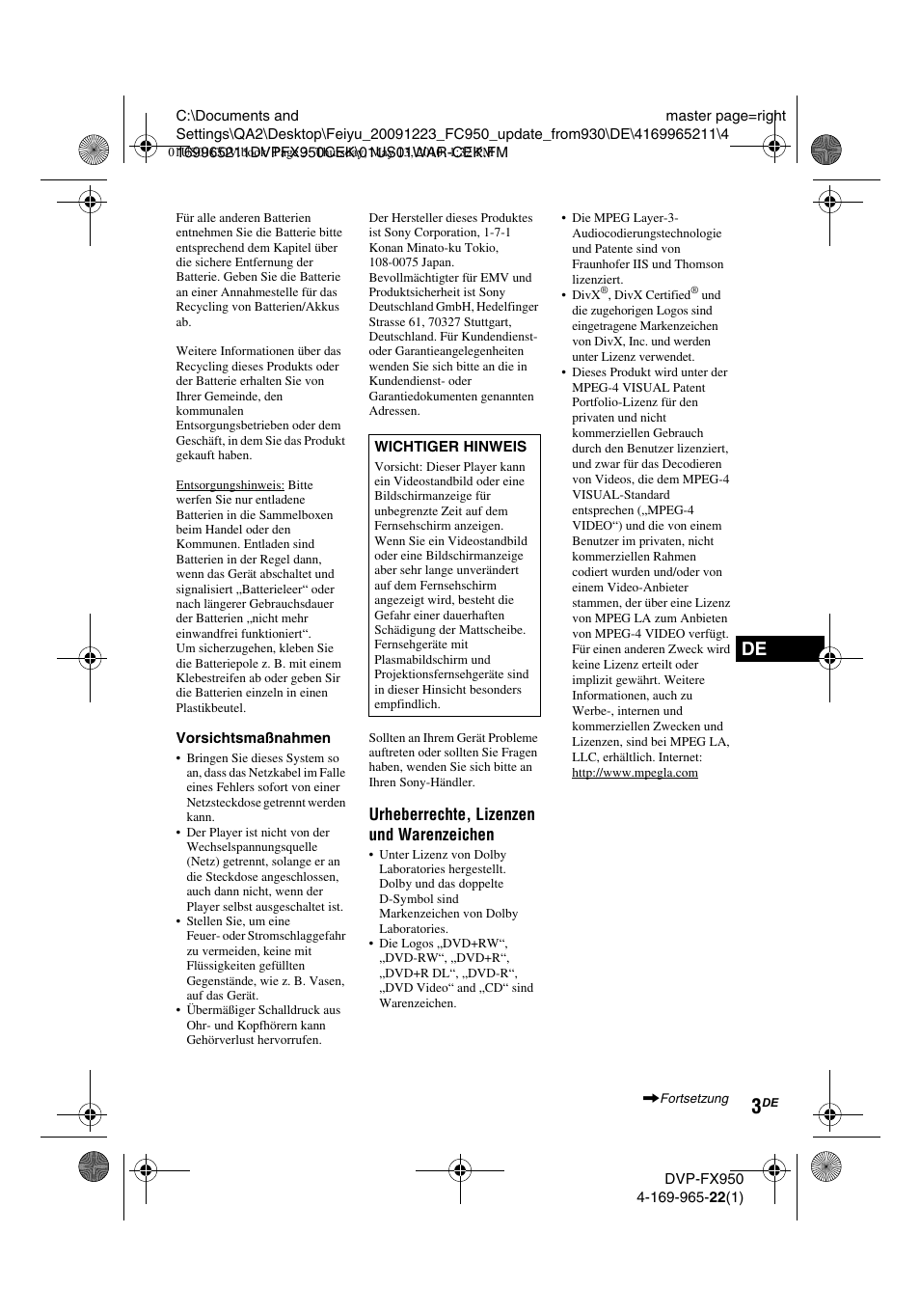 Sony DVP-FX950 User Manual | Page 71 / 216