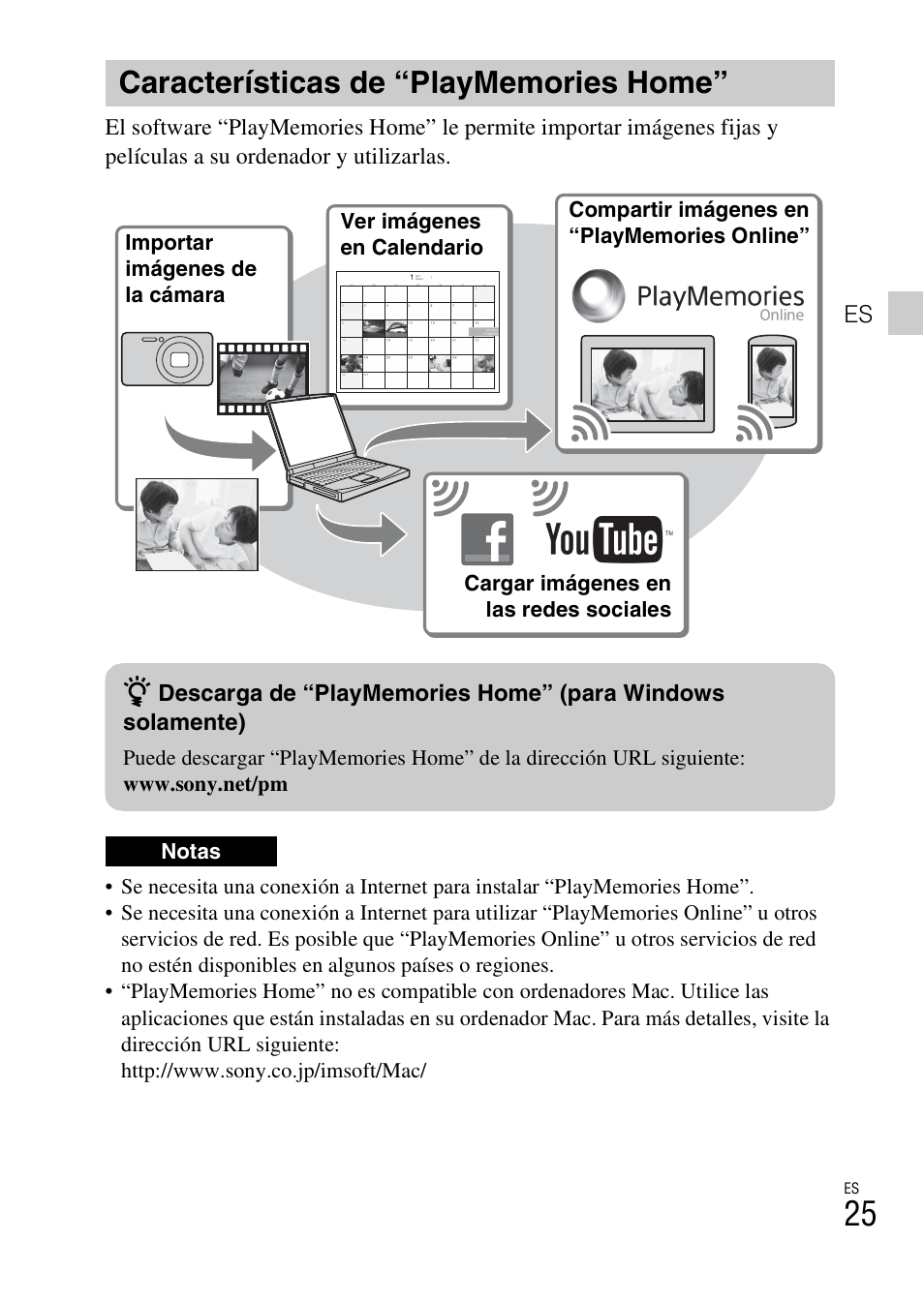 Características de “playmemories home | Sony DSC-WX60 User Manual | Page 129 / 611