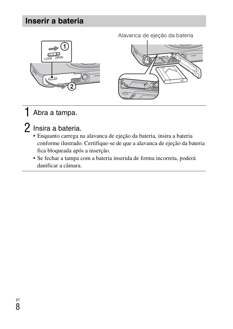 Inserir a bateria | Sony DSC-WX60 User Manual | Page 148 / 611