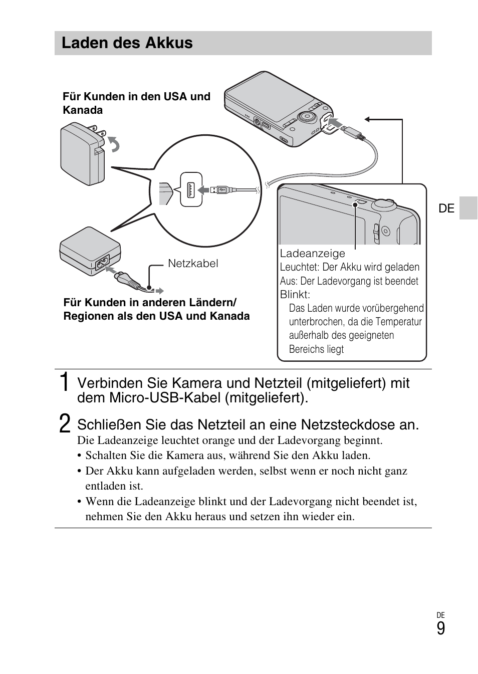 Laden des akkus | Sony DSC-WX60 User Manual | Page 183 / 611