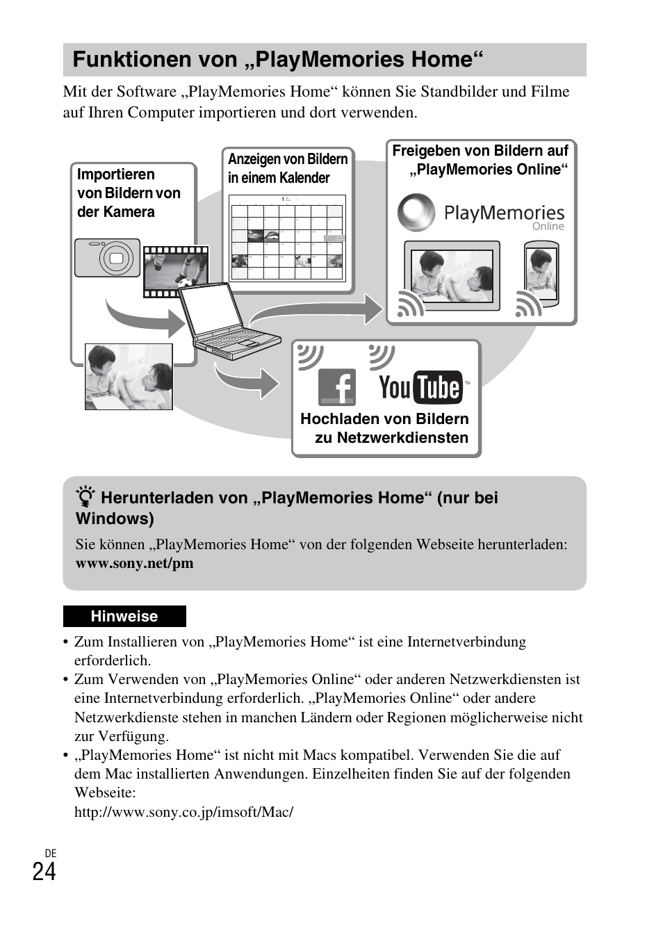 Funktionen von „playmemories home | Sony DSC-WX60 User Manual | Page 198 / 611