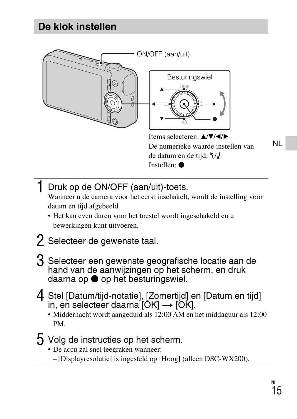 De klok instellen | Sony DSC-WX60 User Manual | Page 223 / 611