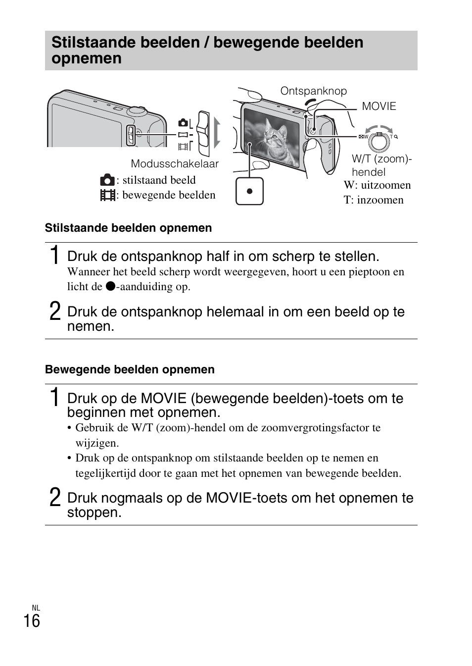 Stilstaande beelden / bewegende beelden opnemen | Sony DSC-WX60 User Manual | Page 224 / 611