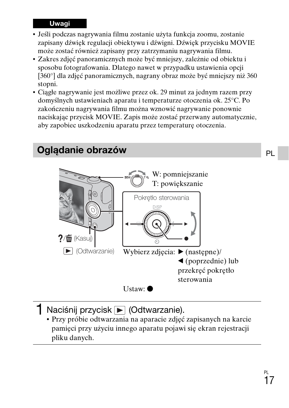 Oglądanie obrazów, Naciśnij przycisk (odtwarzanie) | Sony DSC-WX60 User Manual | Page 259 / 611