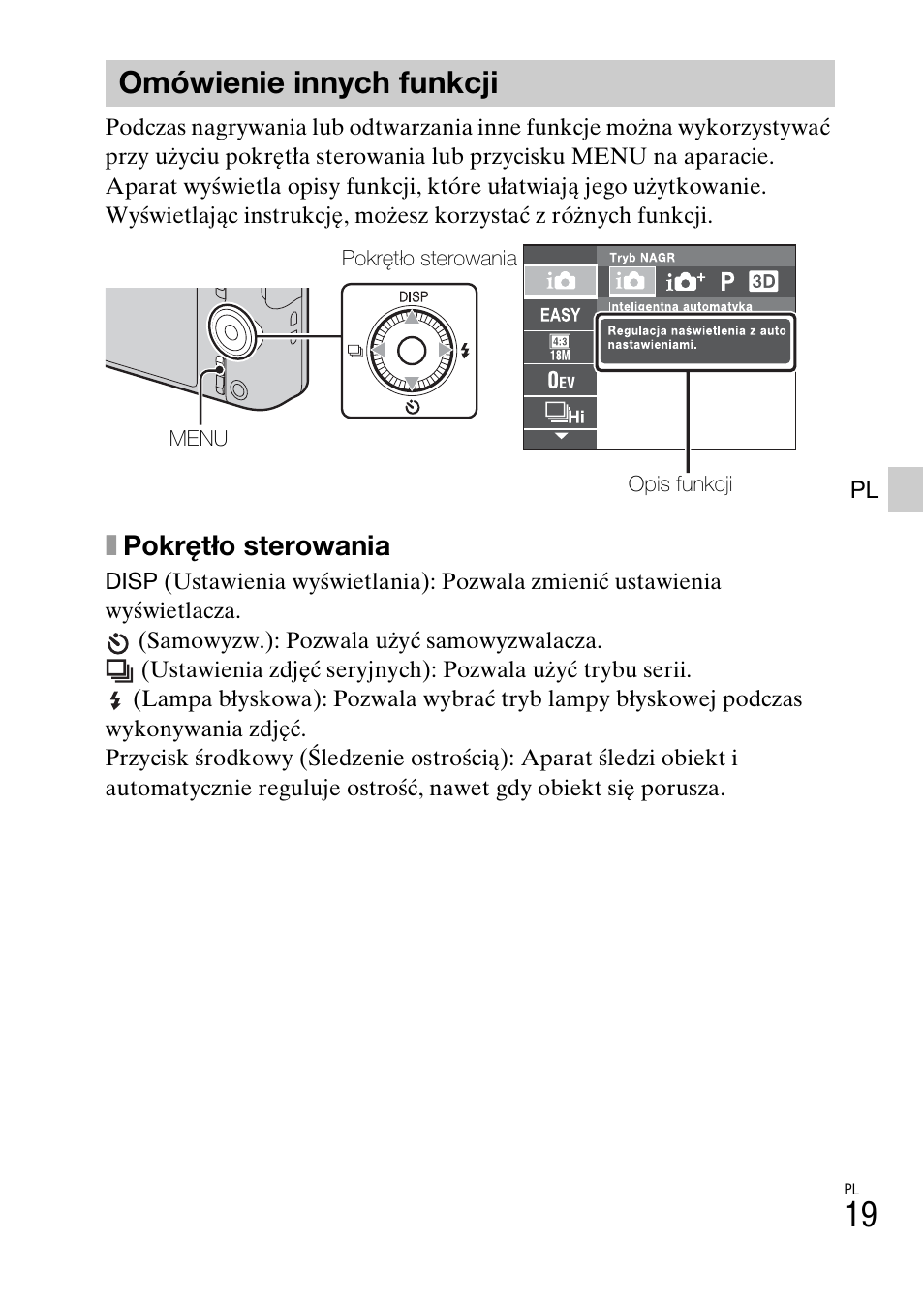 Omówienie innych funkcji, Xpokrętło sterowania | Sony DSC-WX60 User Manual | Page 261 / 611