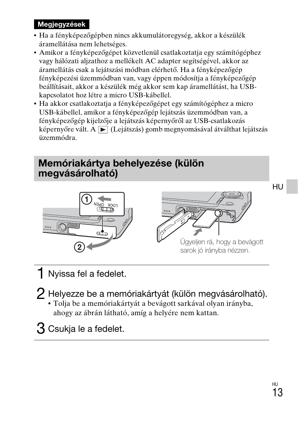 Memóriakártya behelyezése (külön megvásárolható) | Sony DSC-WX60 User Manual | Page 323 / 611