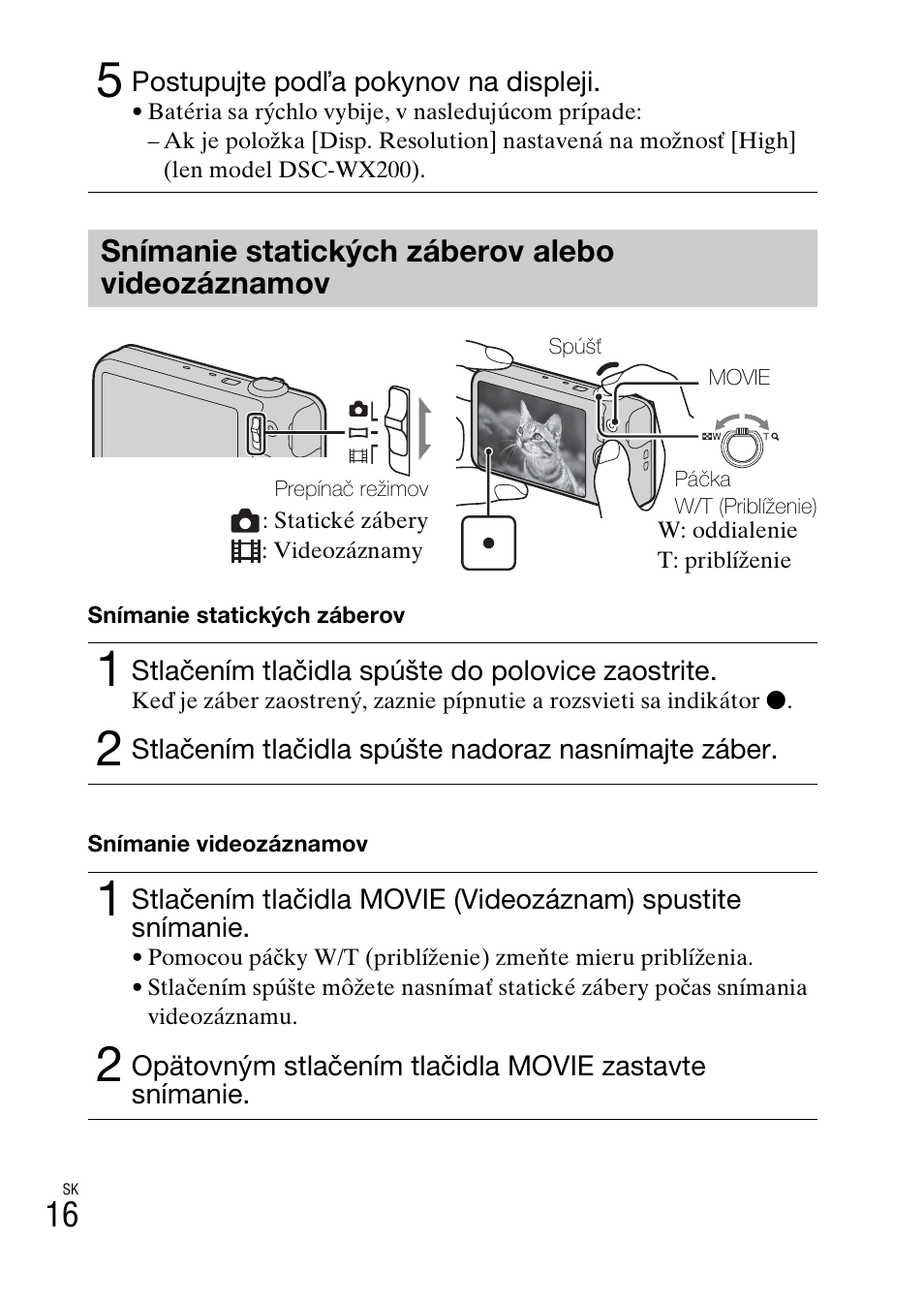 Snímanie statických záberov alebo videozáznamov | Sony DSC-WX60 User Manual | Page 360 / 611