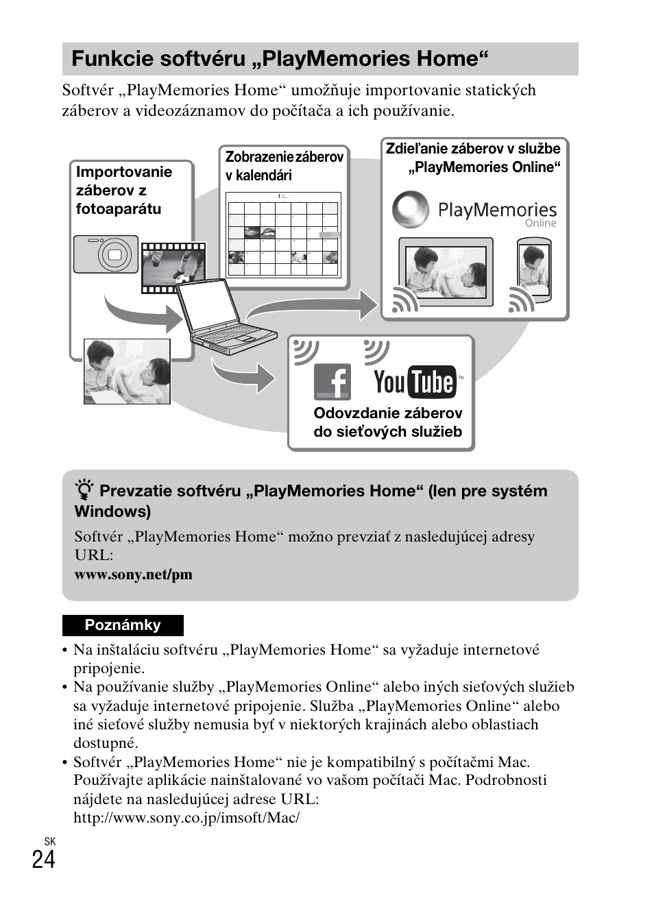 Funkcie softvéru „playmemories home | Sony DSC-WX60 User Manual | Page 368 / 611