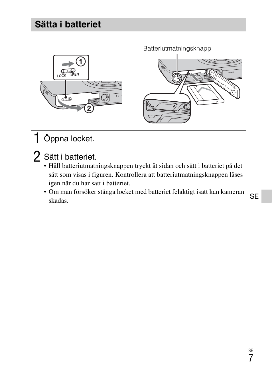 Sätta i batteriet | Sony DSC-WX60 User Manual | Page 385 / 611