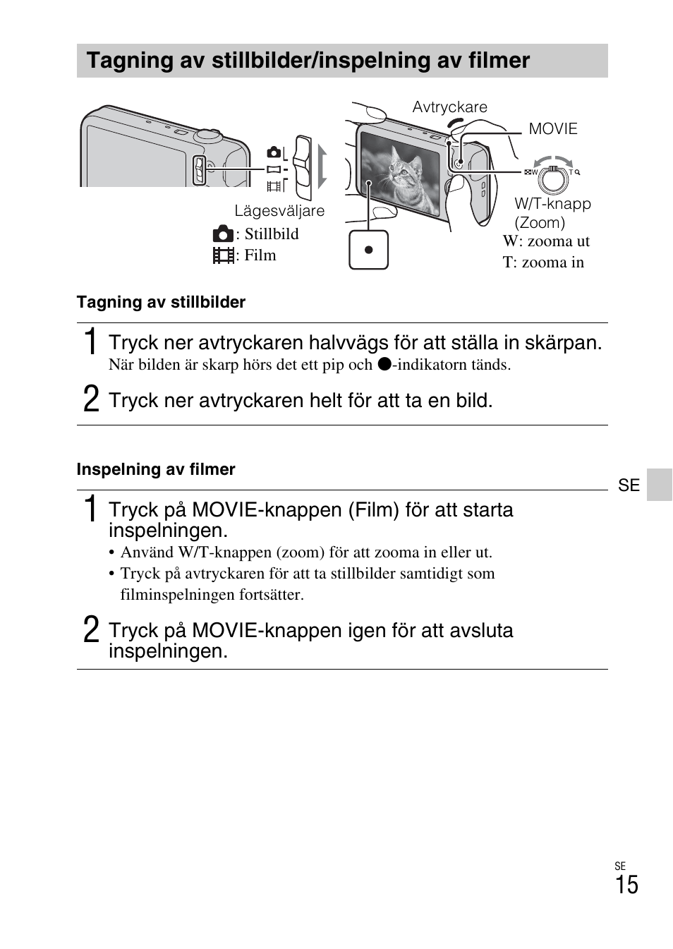 Tagning av stillbilder/inspelning av filmer | Sony DSC-WX60 User Manual | Page 393 / 611