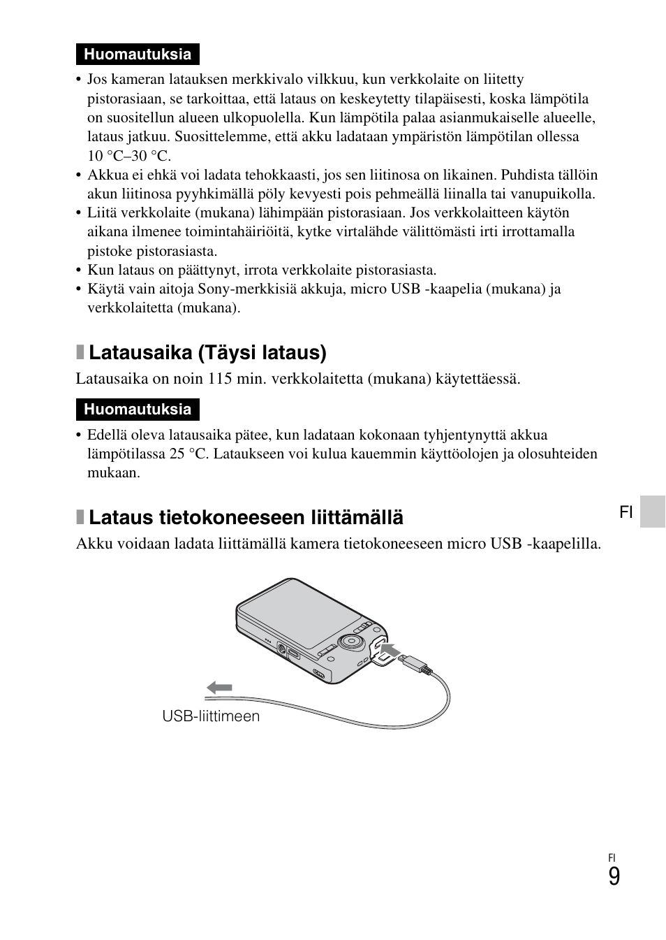 Xlatausaika (täysi lataus), Xlataus tietokoneeseen liittämällä | Sony DSC-WX60 User Manual | Page 419 / 611