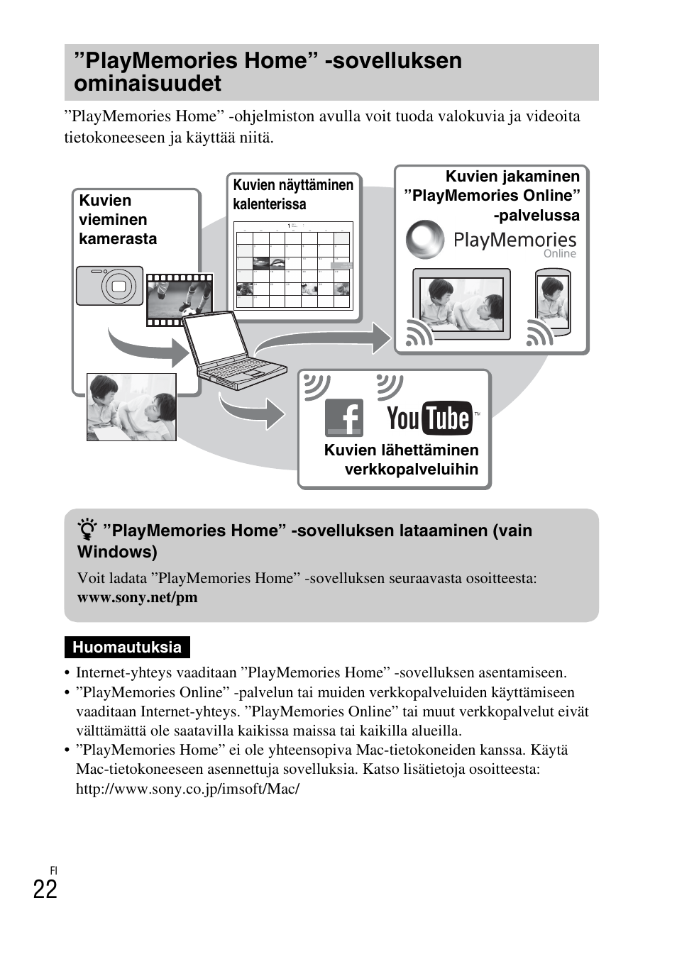 Playmemories home” -sovelluksen ominaisuudet | Sony DSC-WX60 User Manual | Page 432 / 611