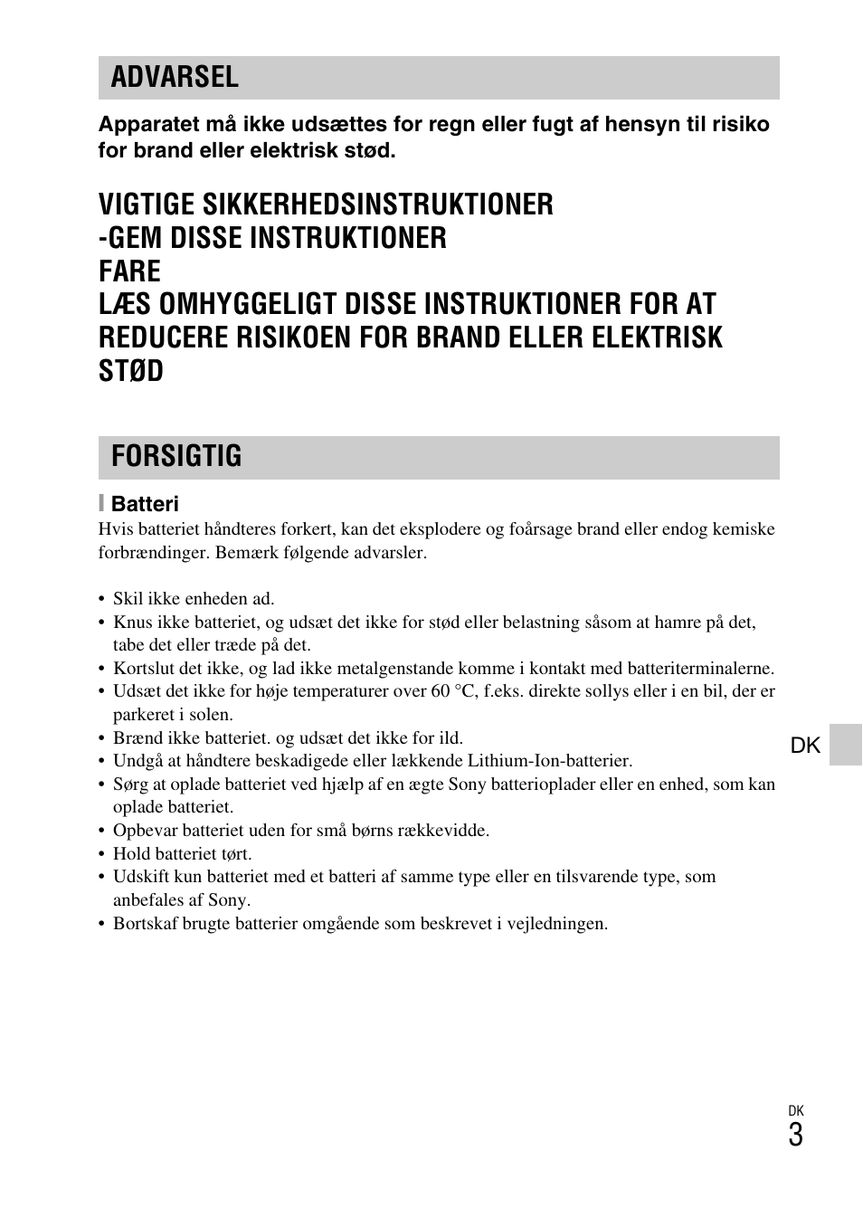 Advarsel forsigtig | Sony DSC-WX60 User Manual | Page 475 / 611