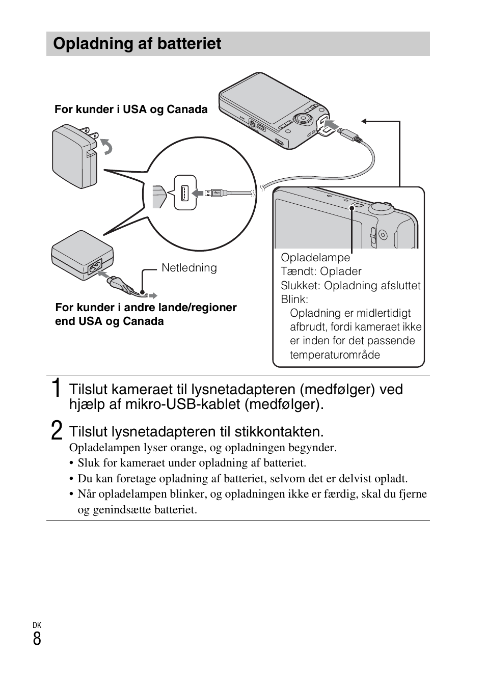 Opladning af batteriet | Sony DSC-WX60 User Manual | Page 480 / 611